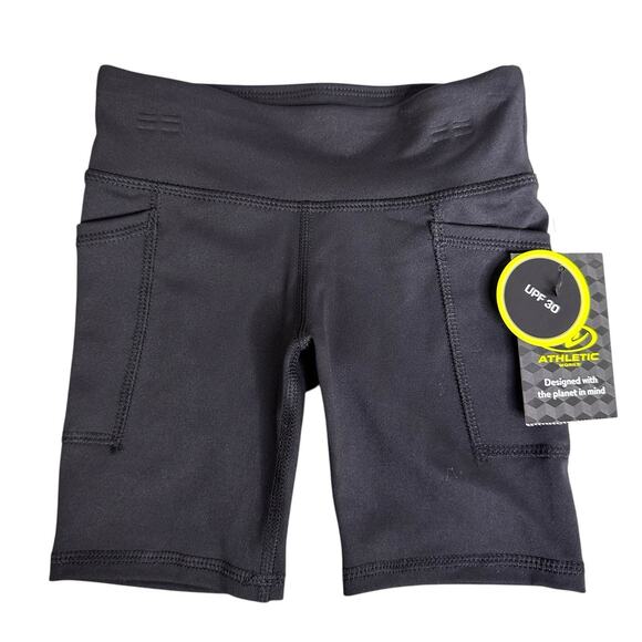 Athletic Works Girls Active Bike Shorts XS 4-5 Black Soot Pockets - Picture 1 of 5